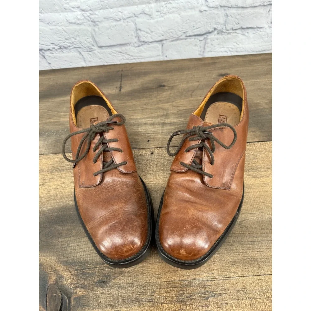 Lands End Mens Brown Leather Lace Up Oxford Dress Shoes Size 10D Classic Capsule